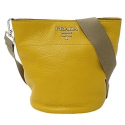 PRADA Women's Shoulder Bag Leather Yellow 1BE012