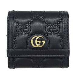 GUCCI Wallet for Women and Men, Bi-fold Wallet, GG Matelasse Leather, Black, 723799, Black