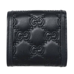 GUCCI Wallet for Women and Men, Bi-fold Wallet, GG Matelasse Leather, Black, 723799, Black