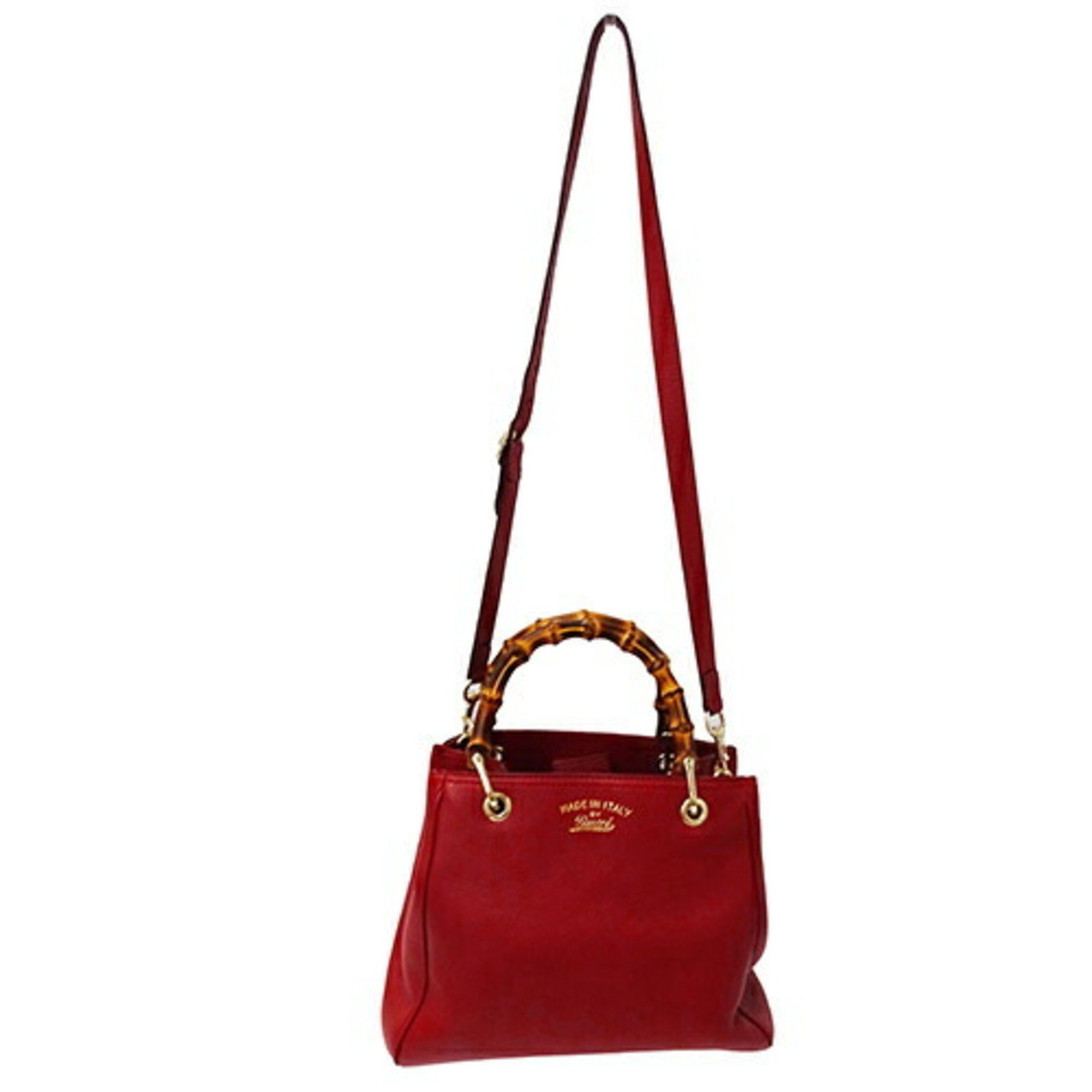 Gucci GUCCI Bag Women's Handbag Shoulder 2way Bamboo Swing Leather Red 336032 Extra Storage