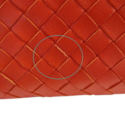 BOTTEGA VENETA Wallet for Women and Men, Intrecciato Long Wallet, Leather, Orange Red, 114076, Crimson, Round