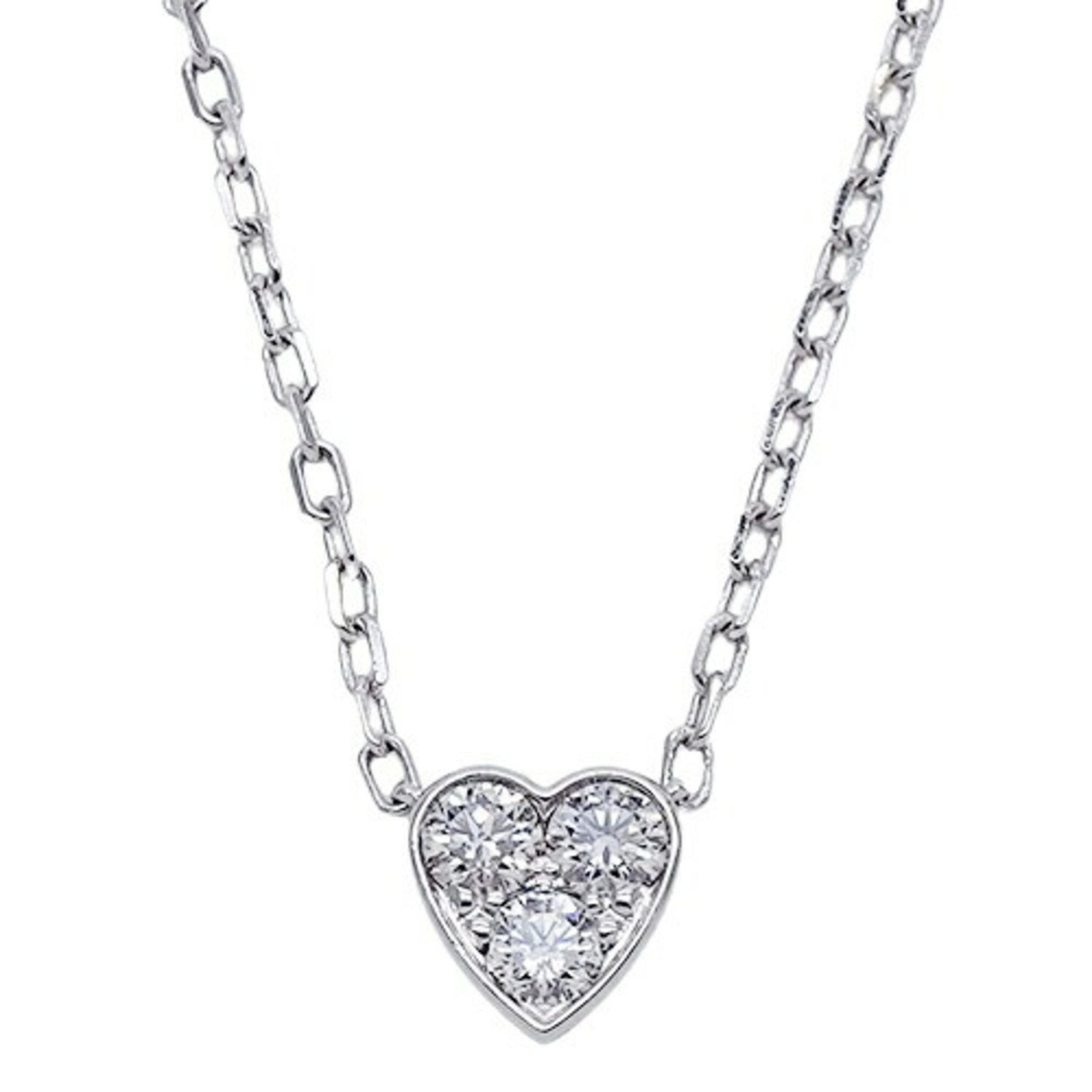 Cartier Necklace for Women 750WG 3P Diamond Heart of White Gold Polished