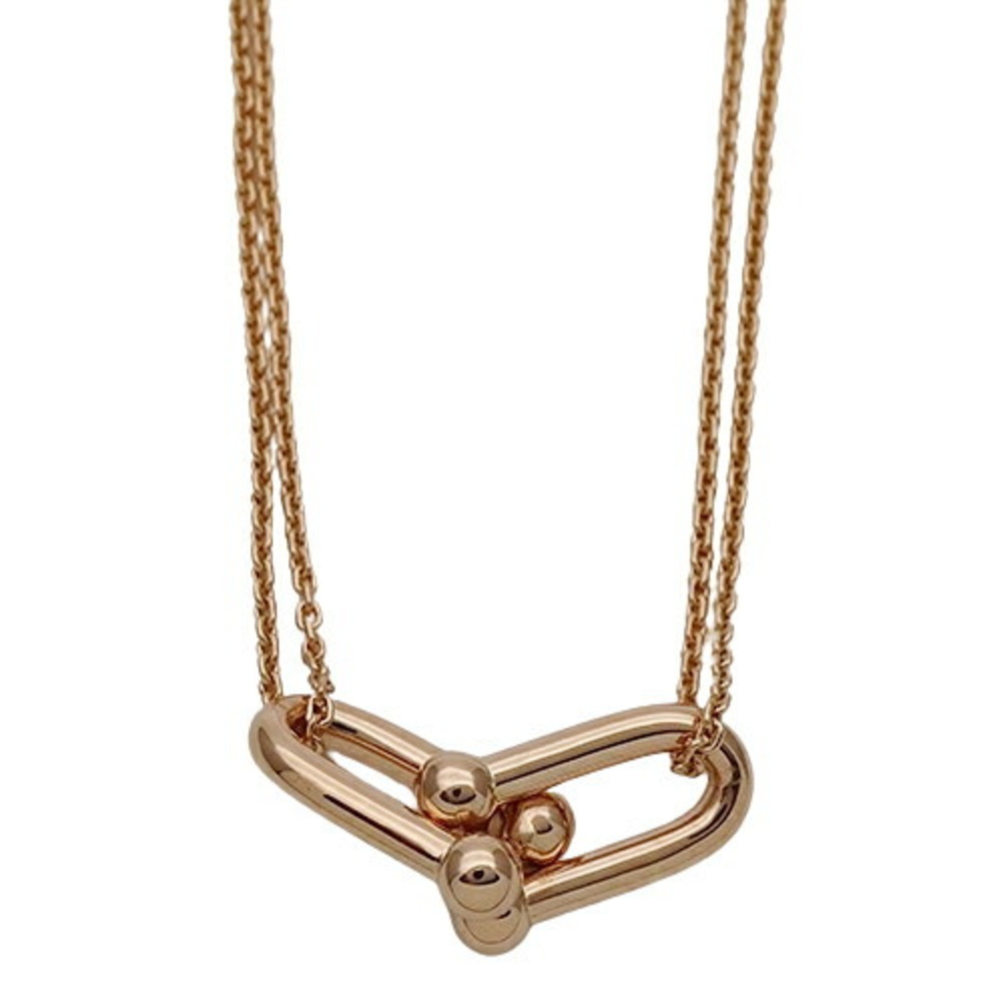 Tiffany & Co. Necklace for Women, 750PG Hardware, Large Double Link Pendant, Pink Gold, Polished