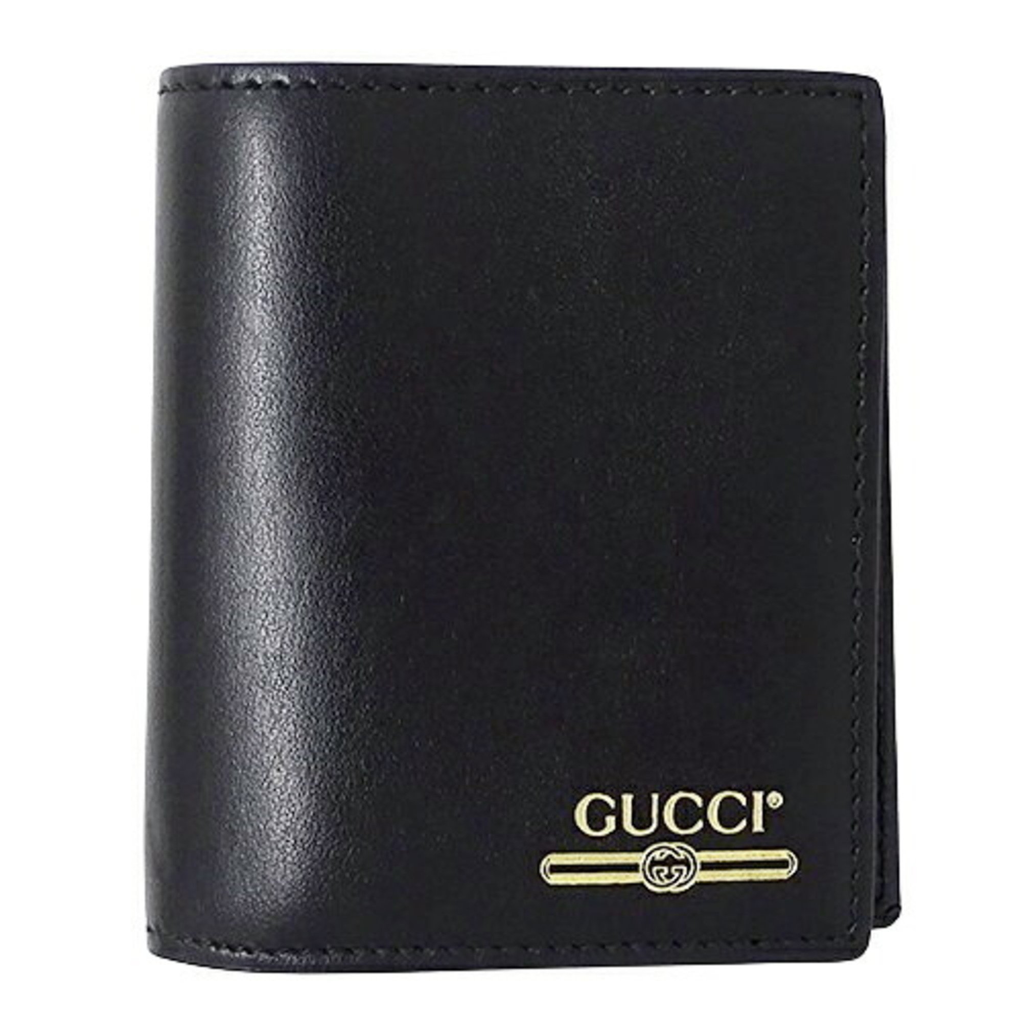 GUCCI Men's Bi-fold Leather Wallet Black 573115 Compact