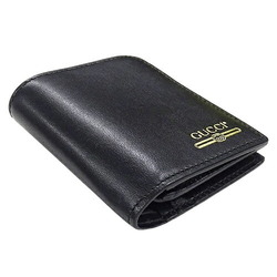 GUCCI Men's Bi-fold Leather Wallet Black 573115 Compact