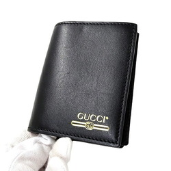 GUCCI Men's Bi-fold Leather Wallet Black 573115 Compact