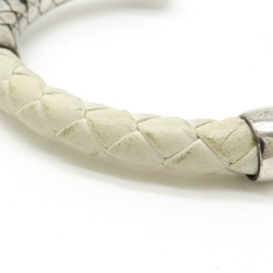 BOTTEGA VENETA Bottega Veneta Intrecciato Bracelet Bangle Silver SV925 Leather White