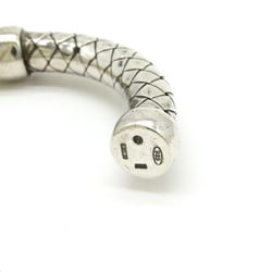 BOTTEGA VENETA Bottega Veneta Intrecciato Bracelet Bangle Silver SV925 Leather White