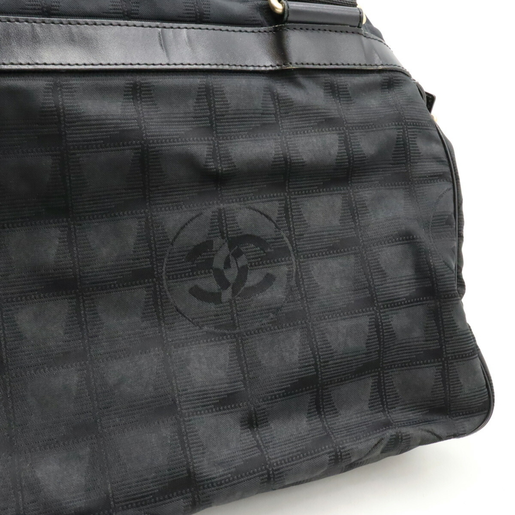 CHANEL New Travel Line Bag Shoulder Nylon Jacquard Black A29348