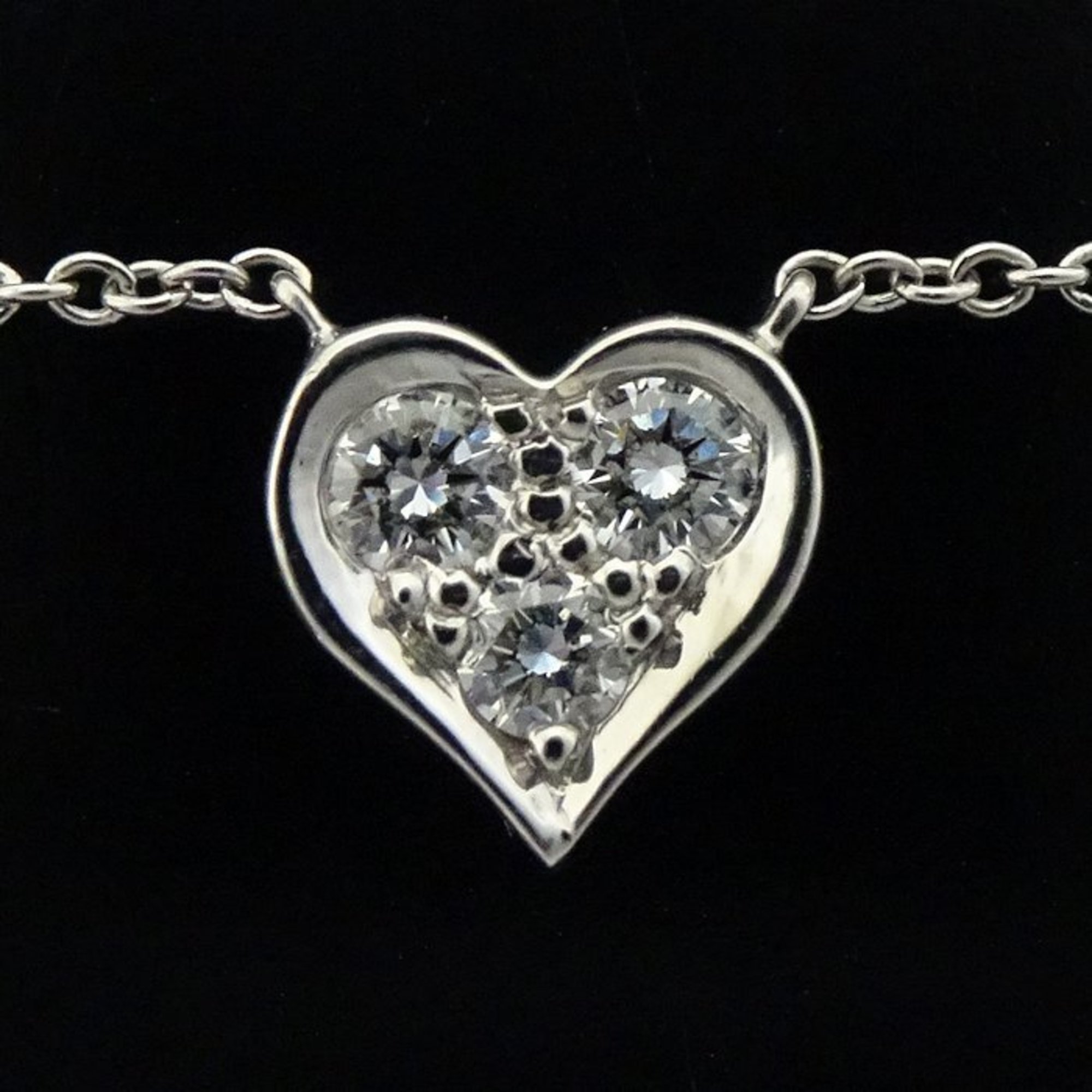 TIFFANY&Co. Tiffany Sentimental Heart Necklace 3P Diamond Pt950 Platinum 292286