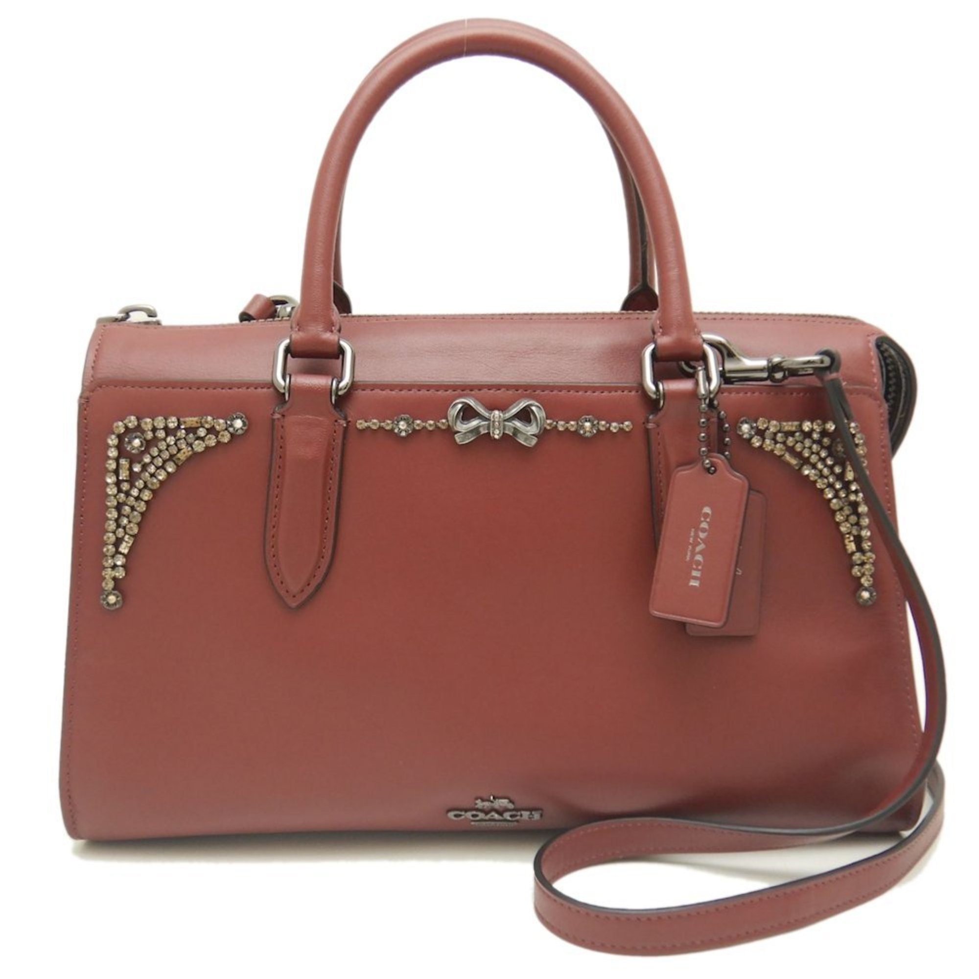 COACH Selena Bond Bag 39289 Handbag Gomez Collaboration Crystal Leather Bordeaux 251975