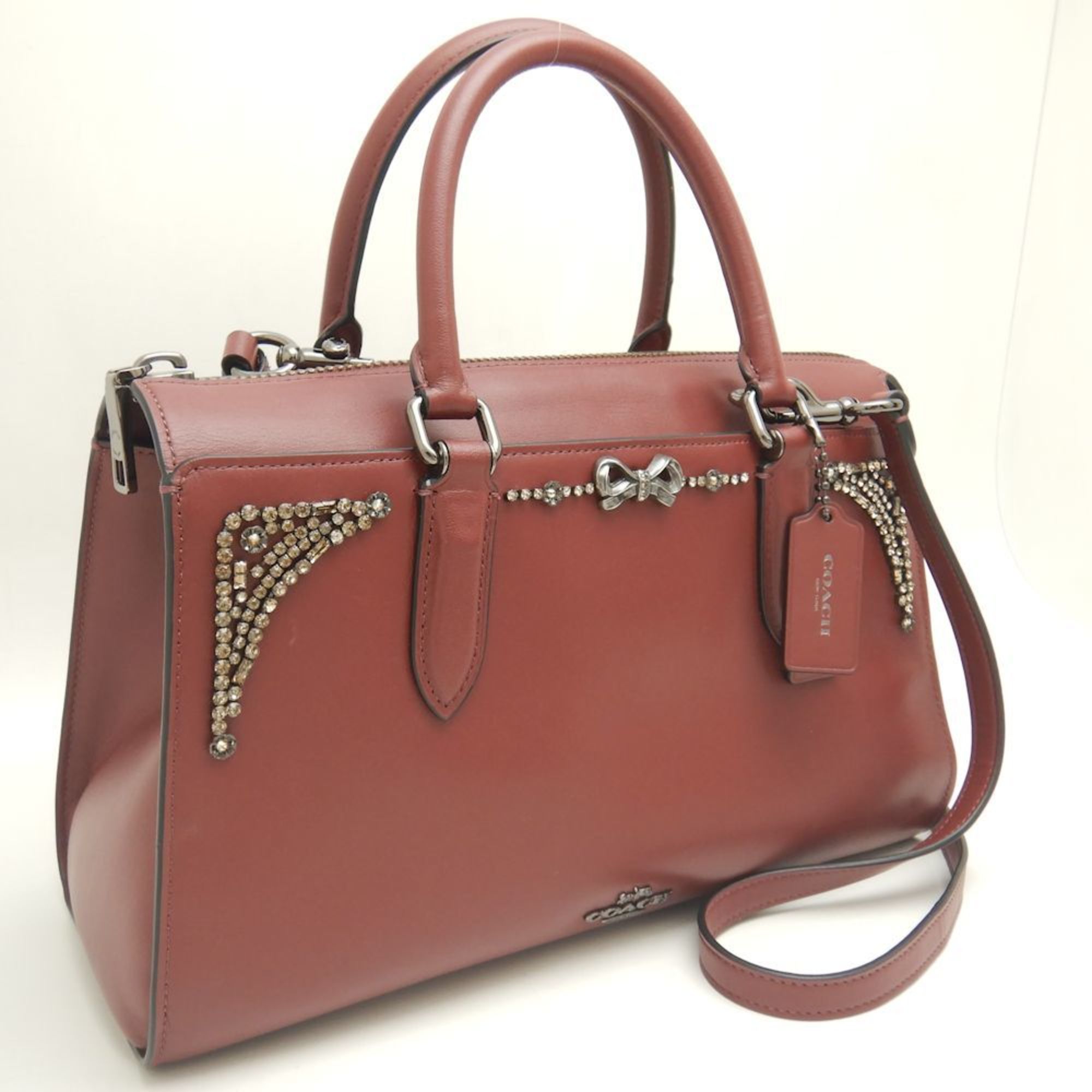 COACH Selena Bond Bag 39289 Handbag Gomez Collaboration Crystal Leather Bordeaux 251975