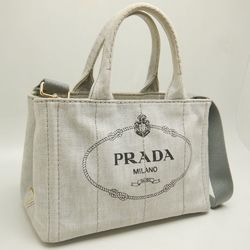 PRADA Prada Canapa 1BG439 Tote Bag Denim BIANCO 251996