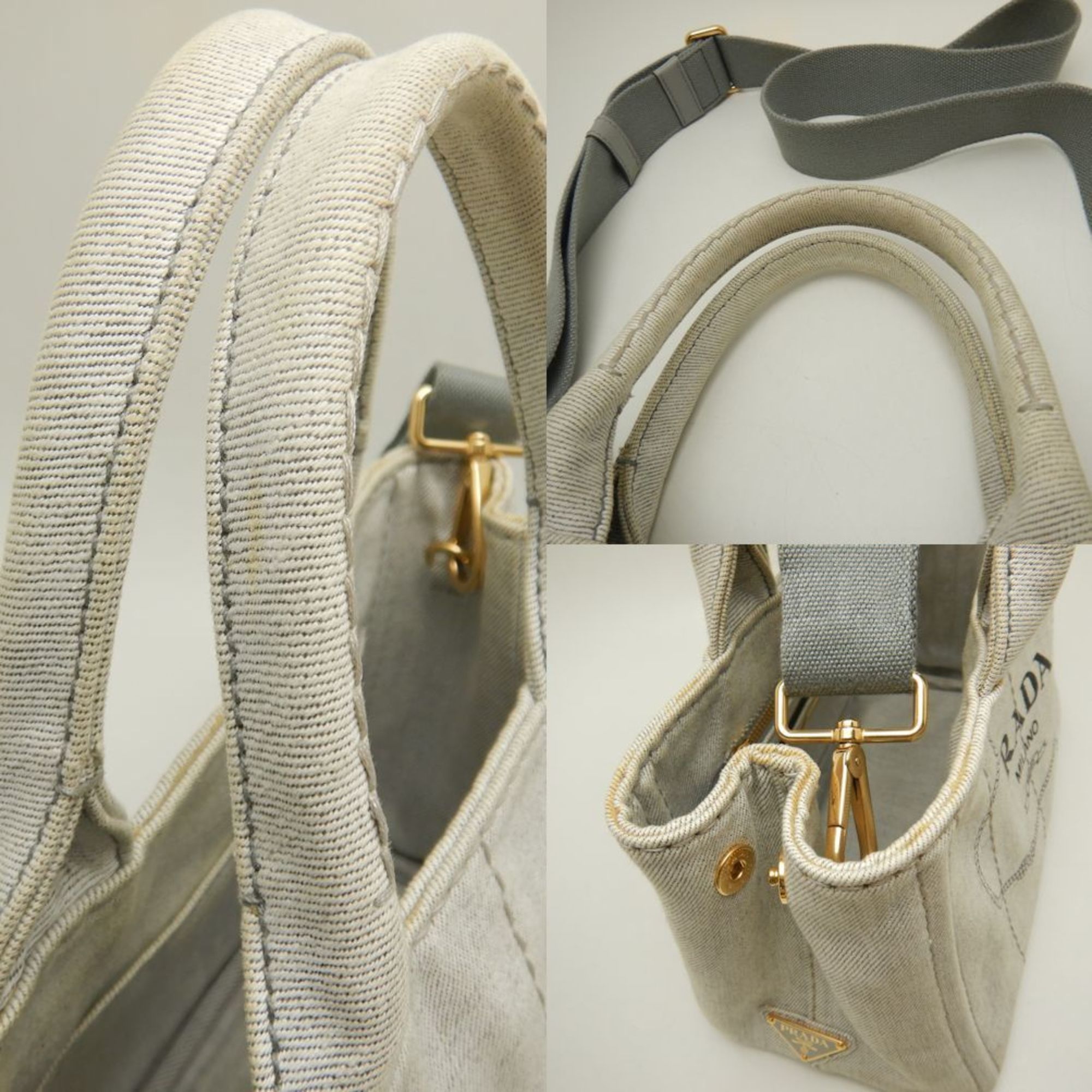 PRADA Prada Canapa 1BG439 Tote Bag Denim BIANCO 251996