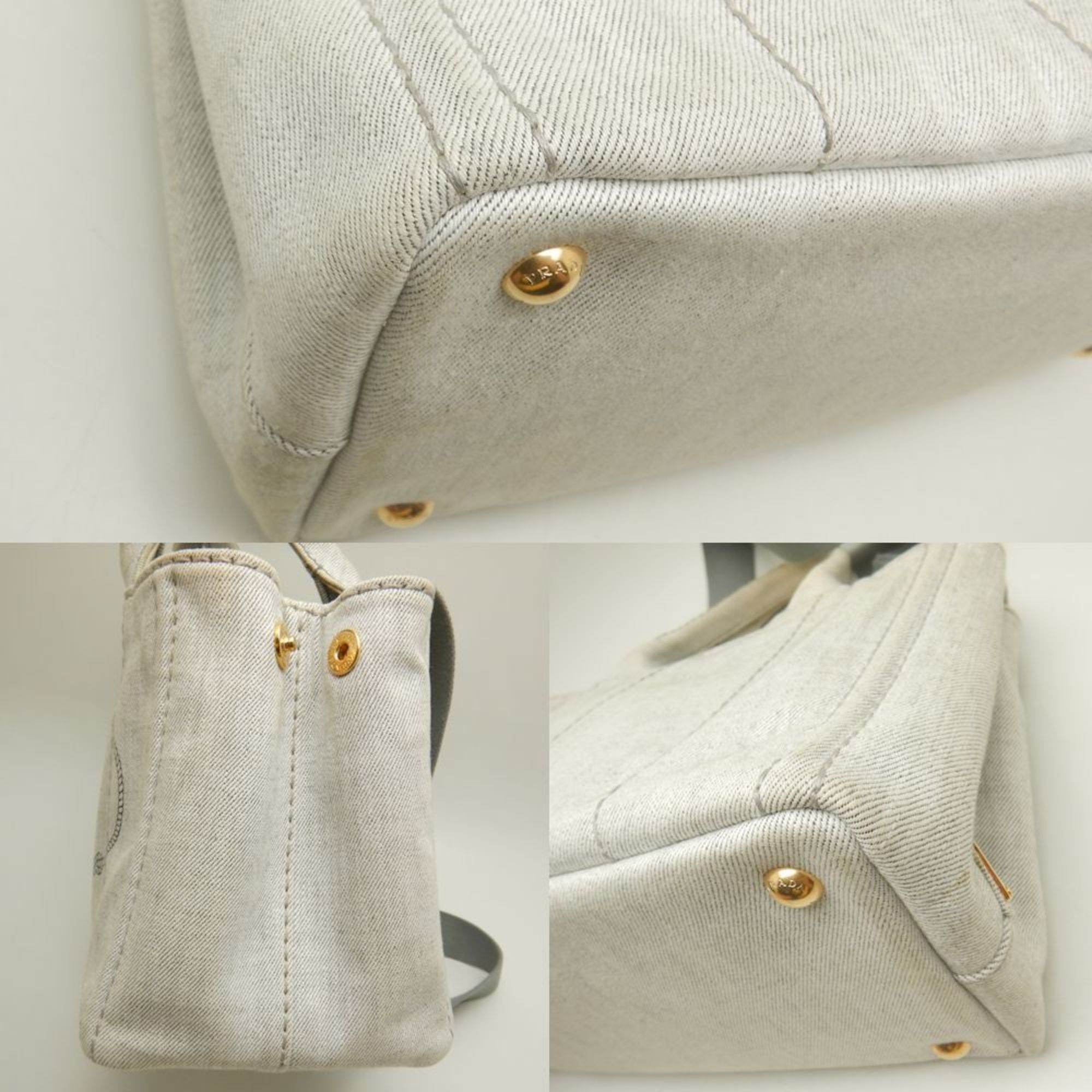 PRADA Prada Canapa 1BG439 Tote Bag Denim BIANCO 251996