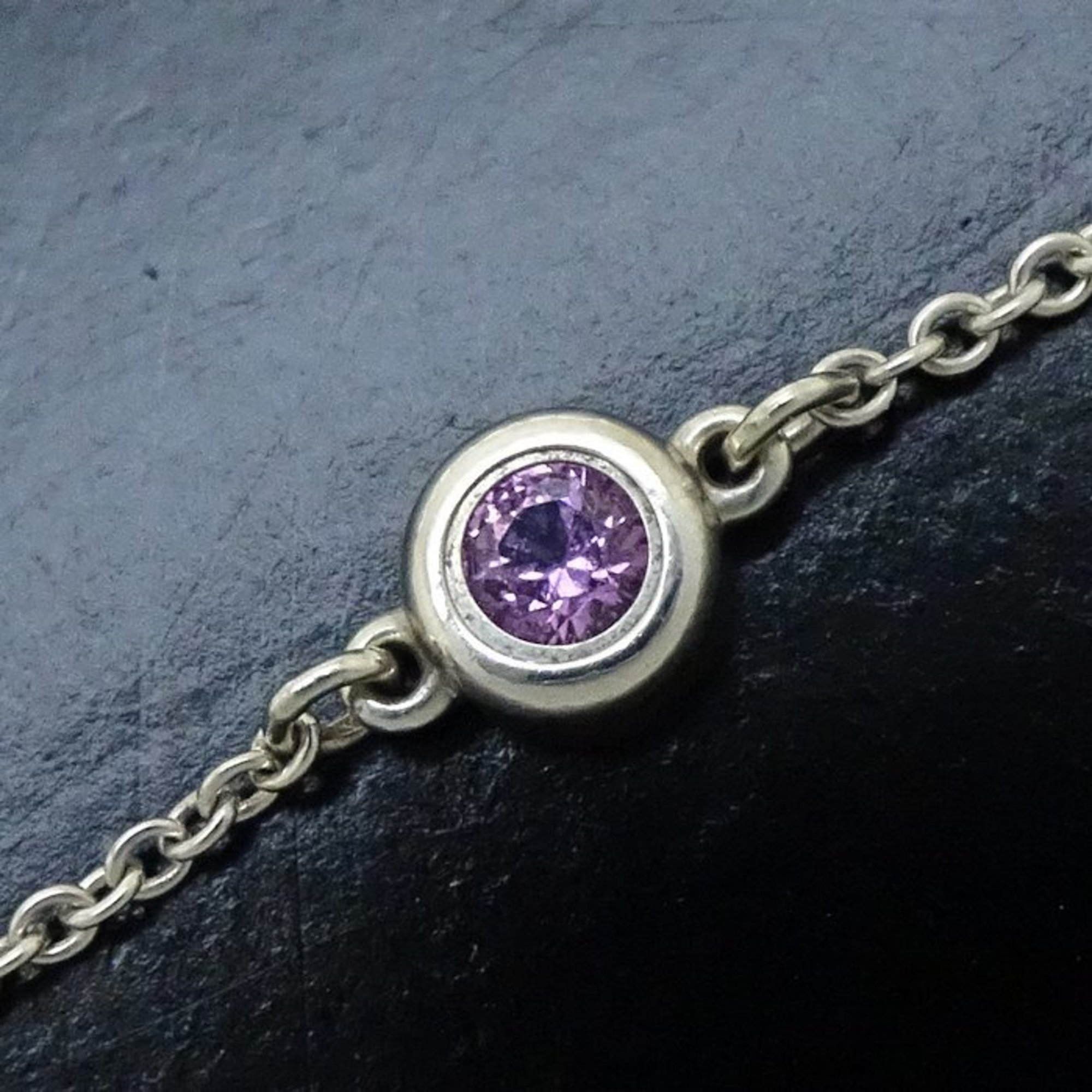 TIFFANY&Co. Tiffany by the Yard Bracelet 1P Pink Sapphire Elsa Peretti Silver 925 292261