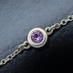 TIFFANY&Co. Tiffany by the Yard Bracelet 1P Pink Sapphire Elsa Peretti Silver 925 292261