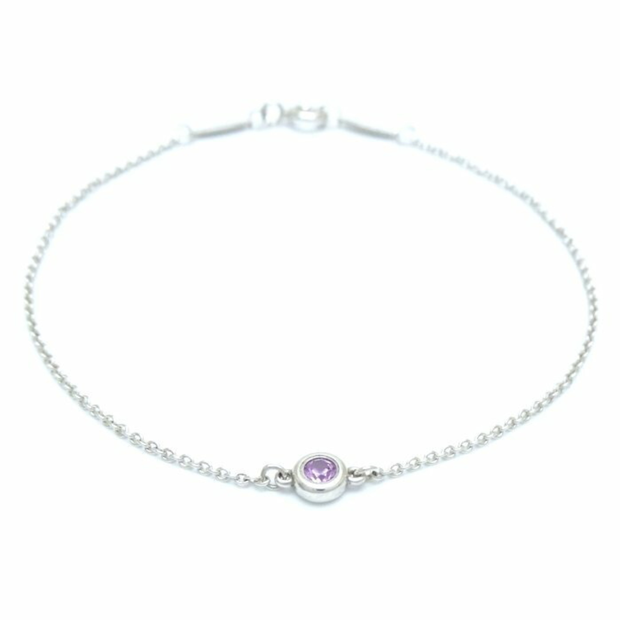 TIFFANY&Co. Tiffany by the Yard Bracelet 1P Pink Sapphire Elsa Peretti Silver 925 292261