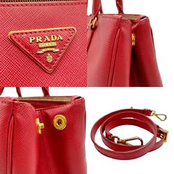 PRADA Shoulder Bag Handbag Leather Red Women's n0199