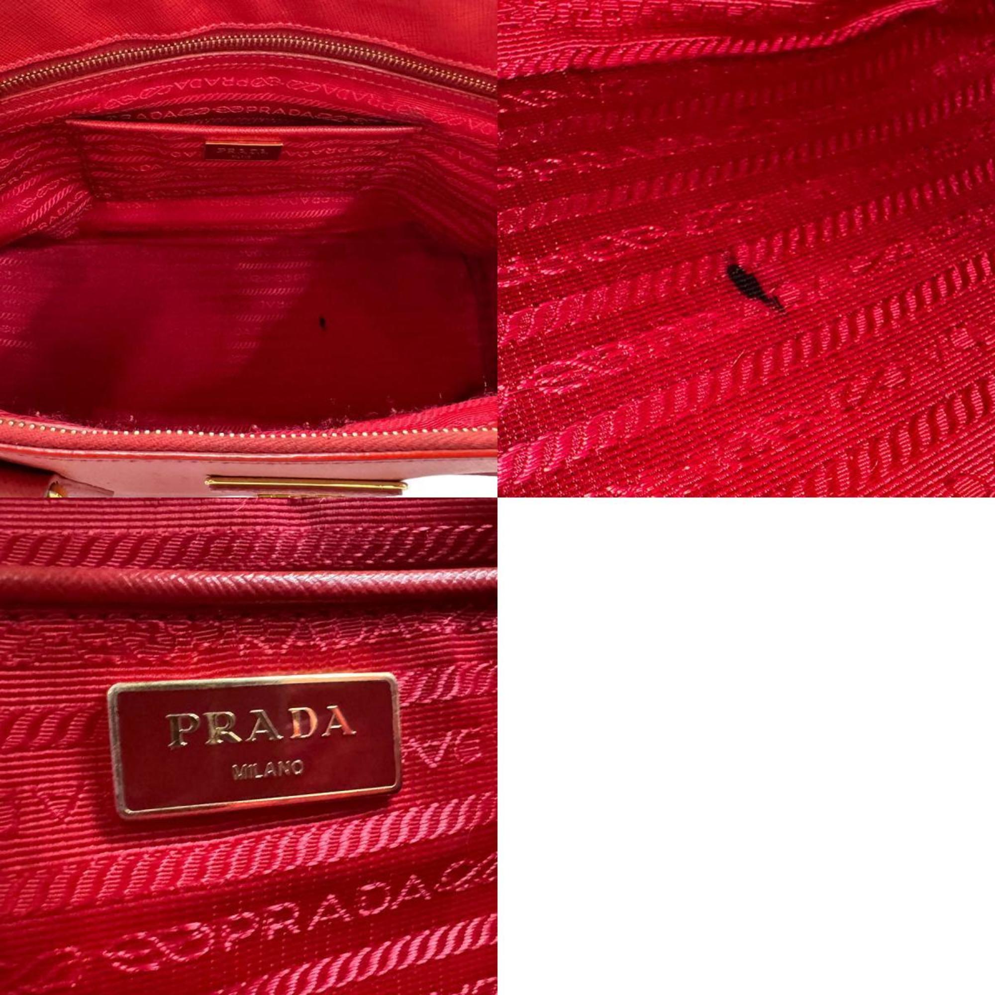 PRADA Shoulder Bag Handbag Leather Red Women's n0199