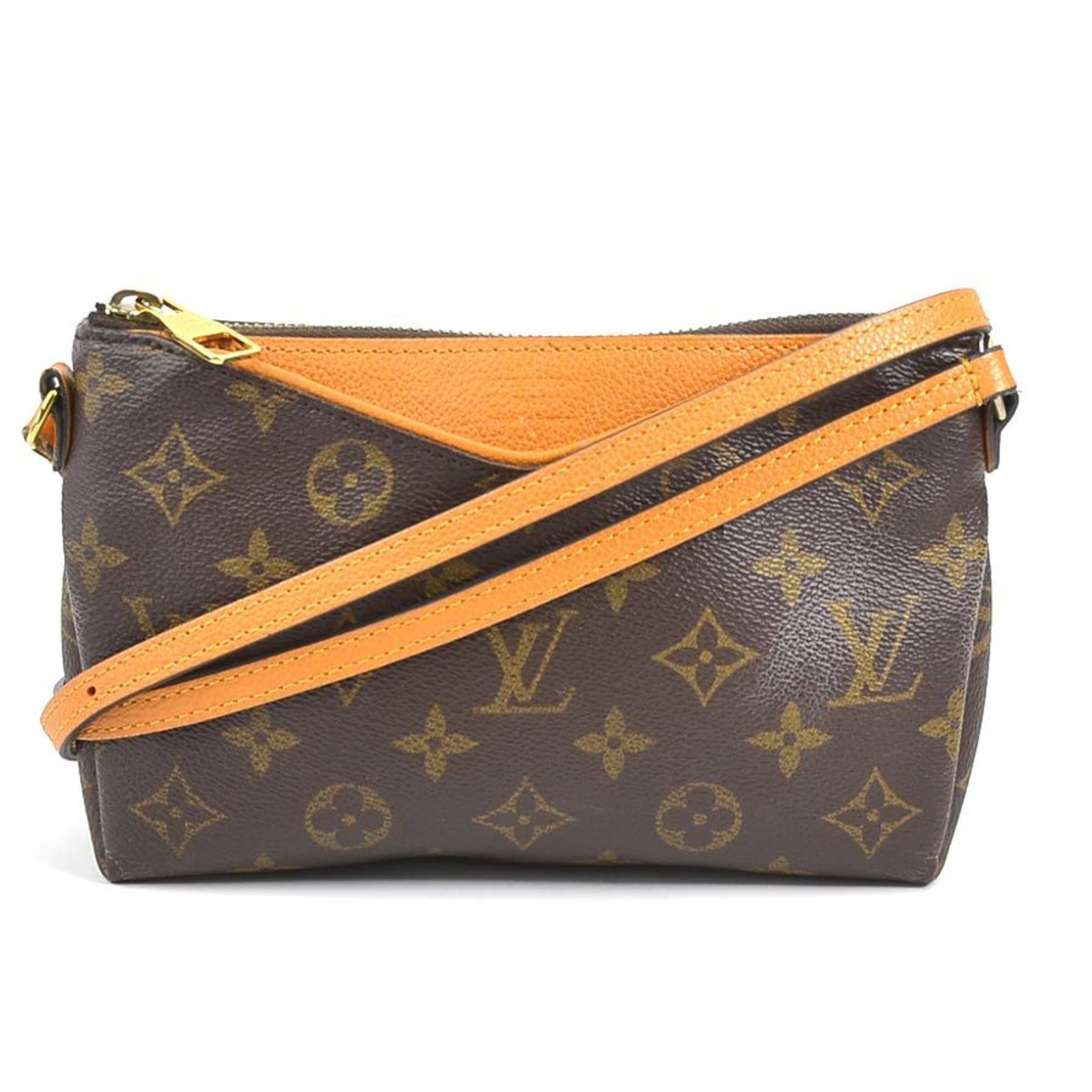 Louis Vuitton LOUIS VUITTON Shoulder Bag Monogram Pallas Scratch Canvas Leather Brown Gold Women's e58951a