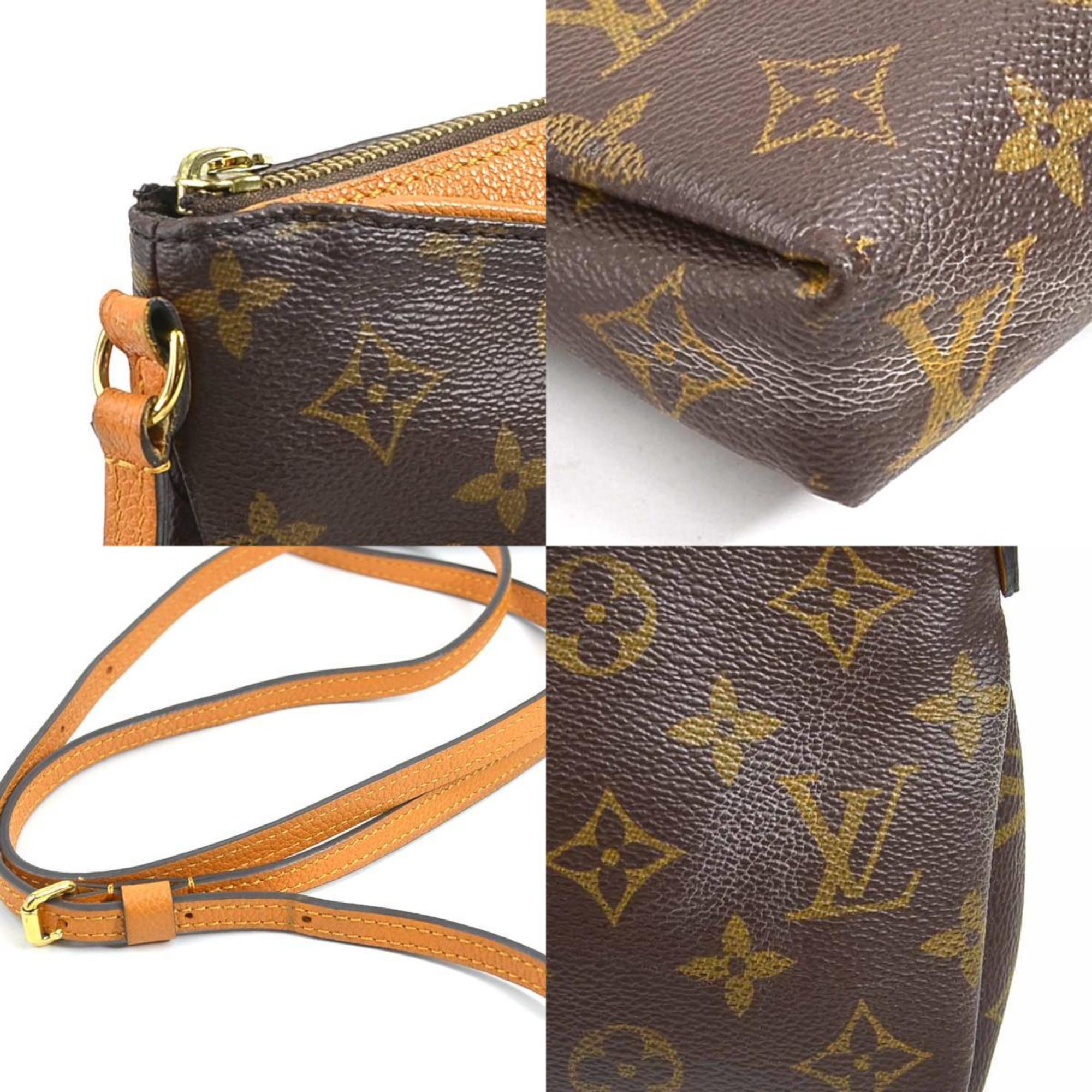 Louis Vuitton LOUIS VUITTON Shoulder Bag Monogram Pallas Scratch Canvas Leather Brown Gold Women's e58951a