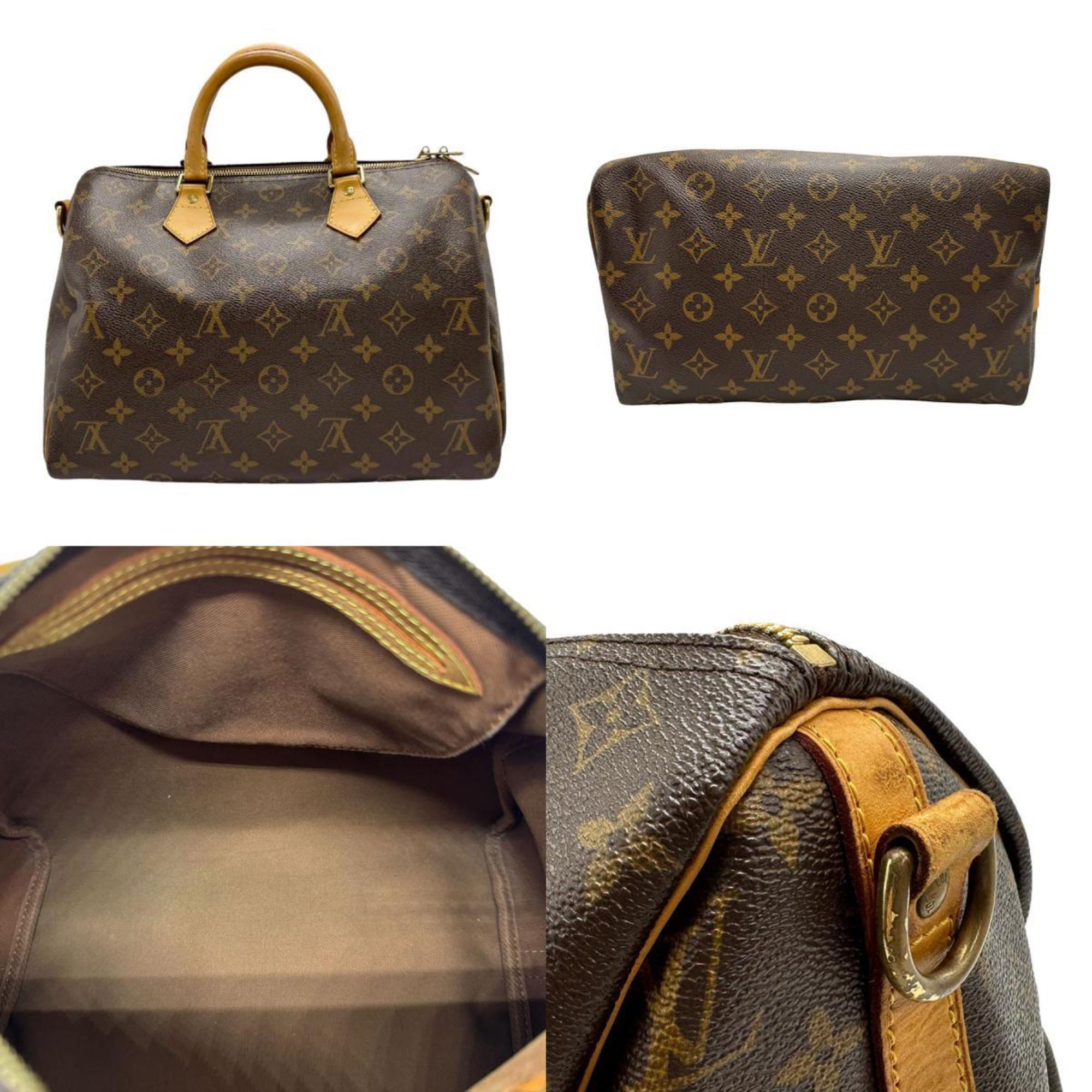 Louis Vuitton LOUIS VUITTON Handbag Shoulder Bag Monogram Speedy Bandouliere 30 Canvas Brown Gold Women's M40391 n0208