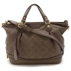 LOUIS VUITTON Louis Vuitton Monogram Mahina Stella PM Shoulder Bag Tote Calf Leather Gris Perle Brown M93811