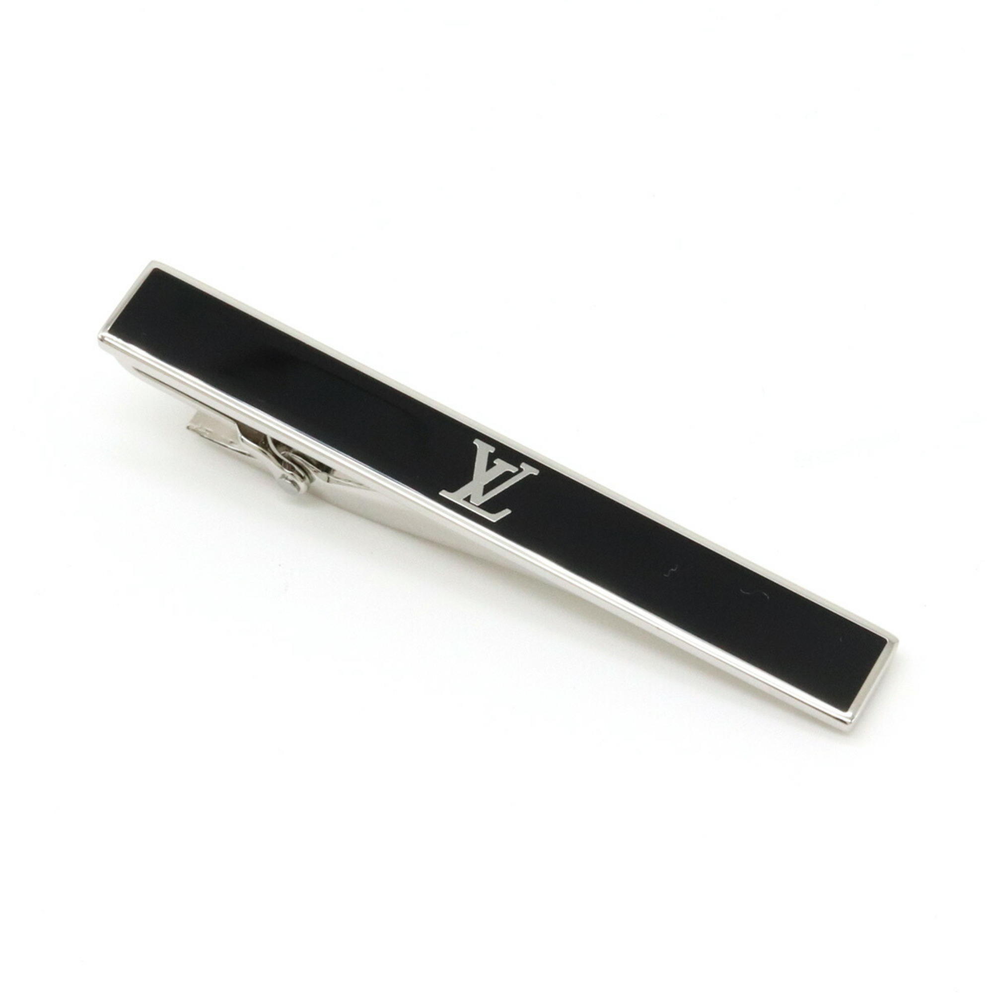 LOUIS VUITTON Louis Vuitton Tie Clip LV Award Pin Bar Steel Enamel Silver Black M00913