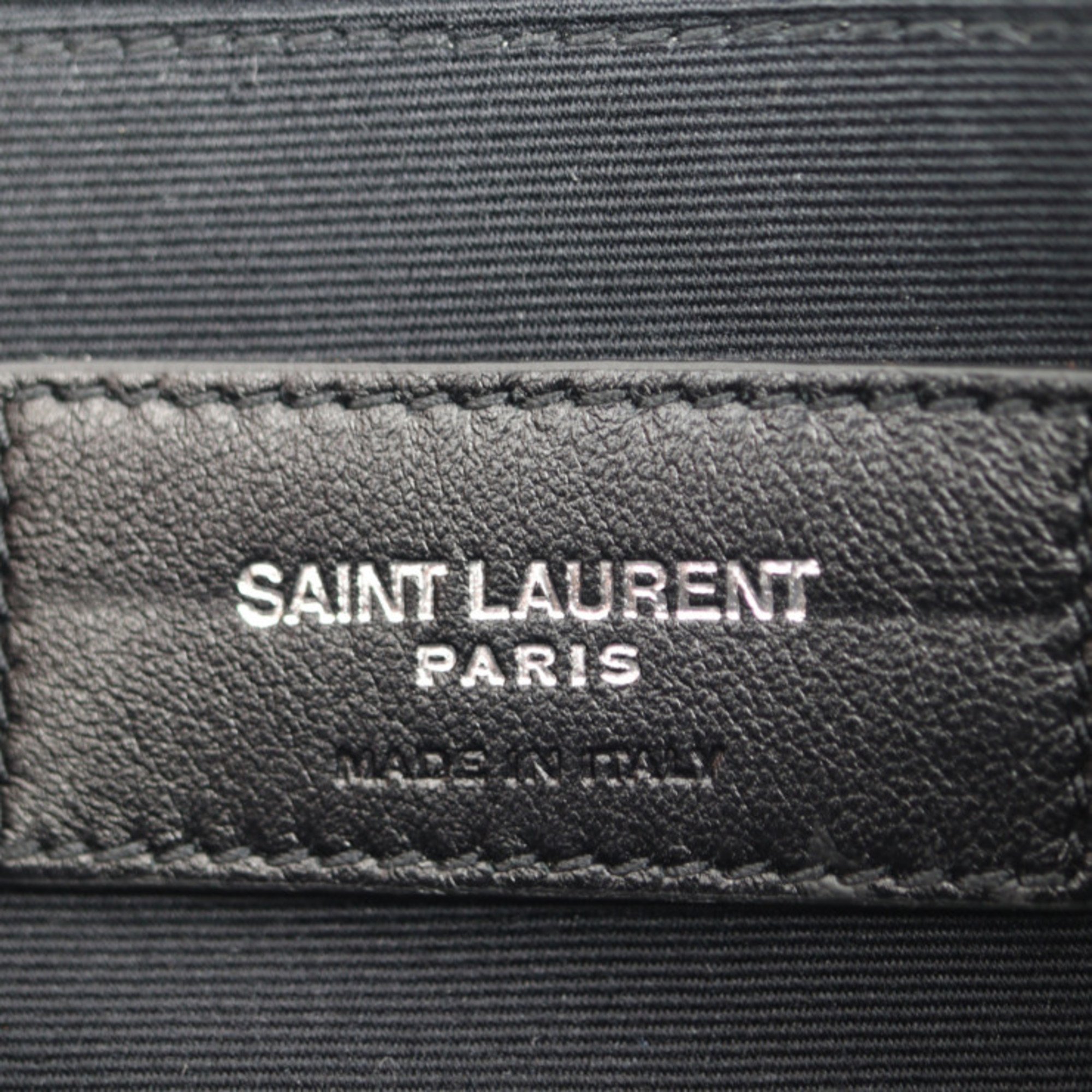 Yves Saint Laurent SAINT LAURENT PARIS Saint Laurent Paris IPAD MILITAR Second Bag 522604 Leather Black Clutch Pouch Plate