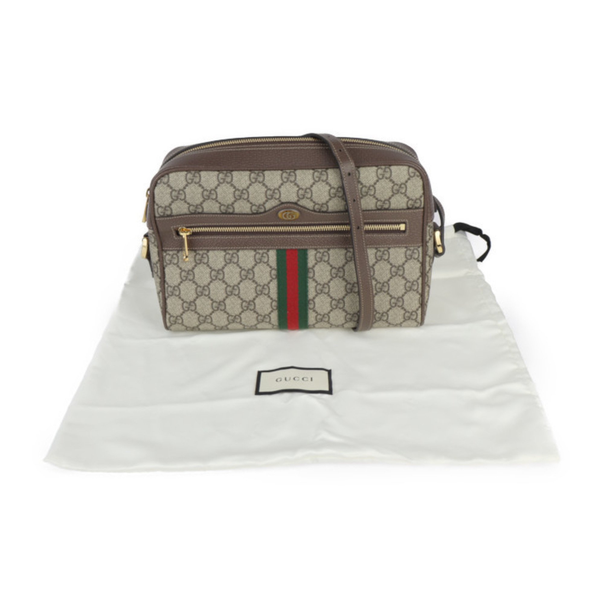 GUCCI Ophidia GG Small Shoulder Bag Sherry Line 517080 Supreme Canvas Leather Beige Ebony Crossbody