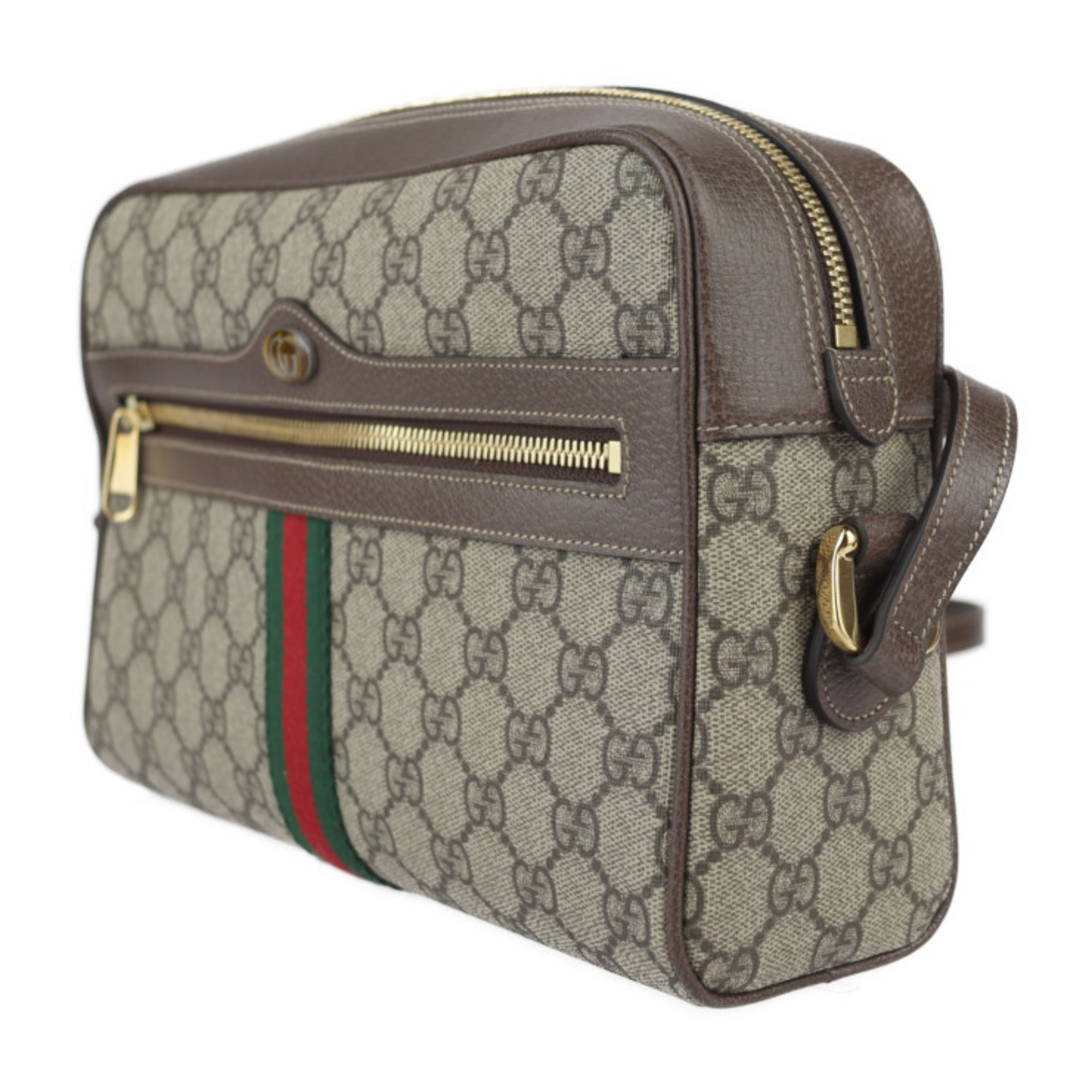 GUCCI Ophidia GG Small Shoulder Bag Sherry Line 517080 Supreme Canvas Leather Beige Ebony Crossbody