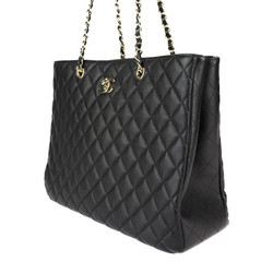 CHANEL Chanel Chain Tote Bag - Caviar Skin Black Shoulder Turn Lock Coco Mark Matelasse Quilting