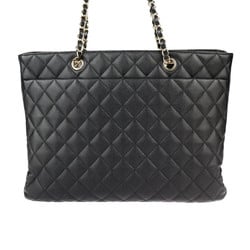 CHANEL Chanel Chain Tote Bag - Caviar Skin Black Shoulder Turn Lock Coco Mark Matelasse Quilting