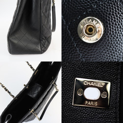 CHANEL Chanel Chain Tote Bag - Caviar Skin Black Shoulder Turn Lock Coco Mark Matelasse Quilting