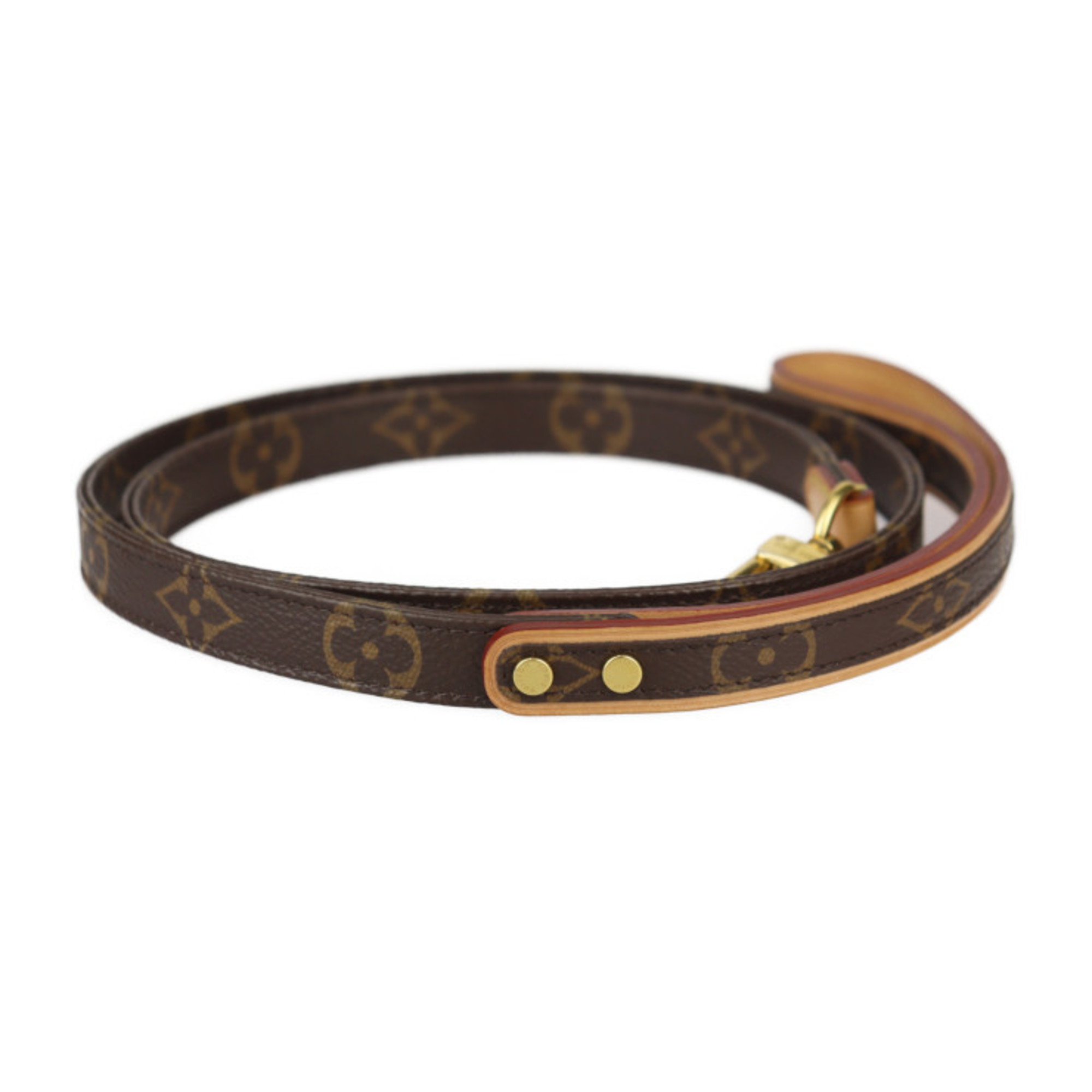 LOUIS VUITTON Louis Vuitton Dog Leash Accessories M80338 Monogram Canvas Leather Brown Medium Lead Pet Supplies