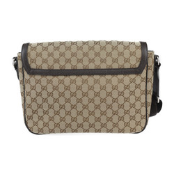 GUCCI Shoulder Bag 449171 GG Canvas Leather Beige Brown Flap Crossbody