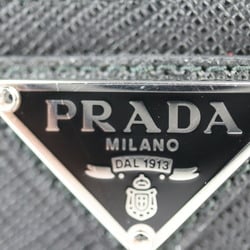 PRADA Fragment Case Coin 2MC086 Saffiano Leather Black Purse Card Triangle Plate