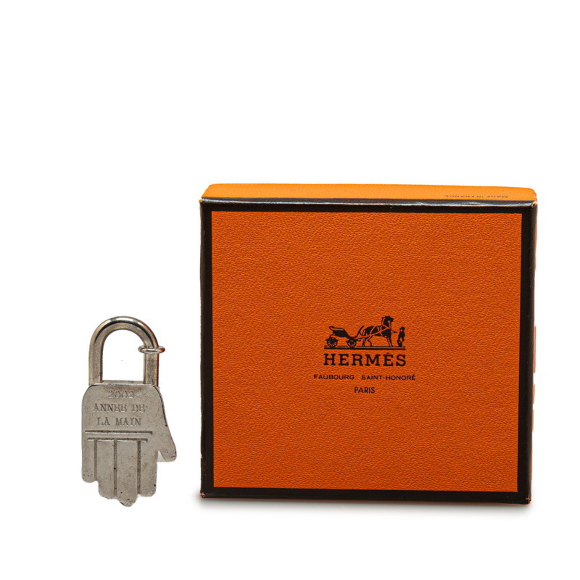 Hermes Hand 2002 Limited Edition Padlock Silver Metal Ladies HERMES