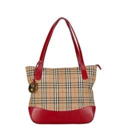 Burberry Nova Check Shadow Horse Handbag Brown Red Canvas Leather Women's BURBERRY