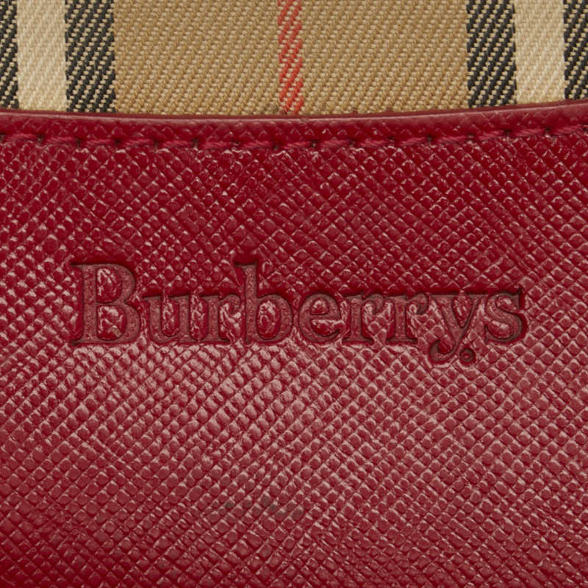 Burberry Nova Check Shadow Horse Handbag Brown Red Canvas Leather Women's BURBERRY