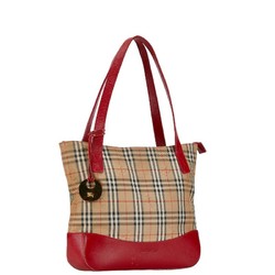 Burberry Nova Check Shadow Horse Handbag Brown Red Canvas Leather Women's BURBERRY