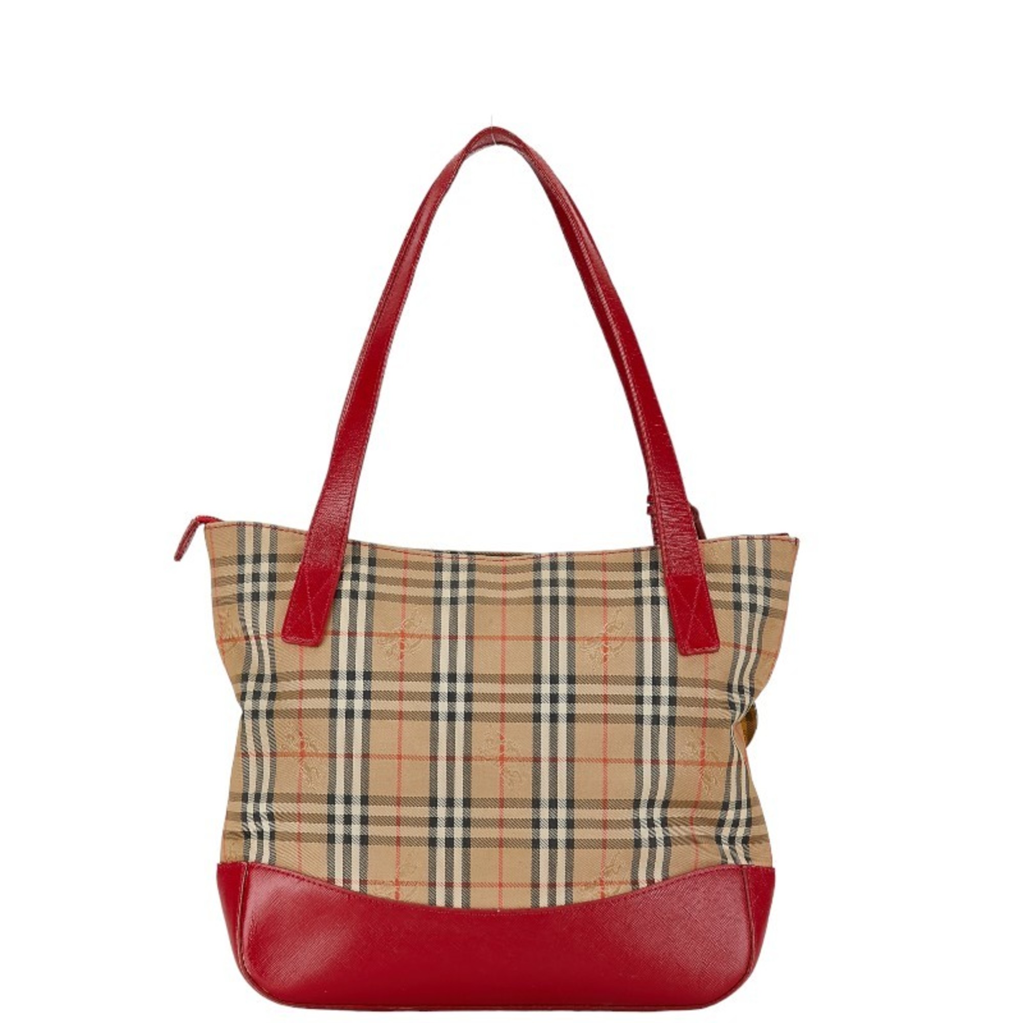 Burberry Nova Check Shadow Horse Handbag Brown Red Canvas Leather Women's BURBERRY