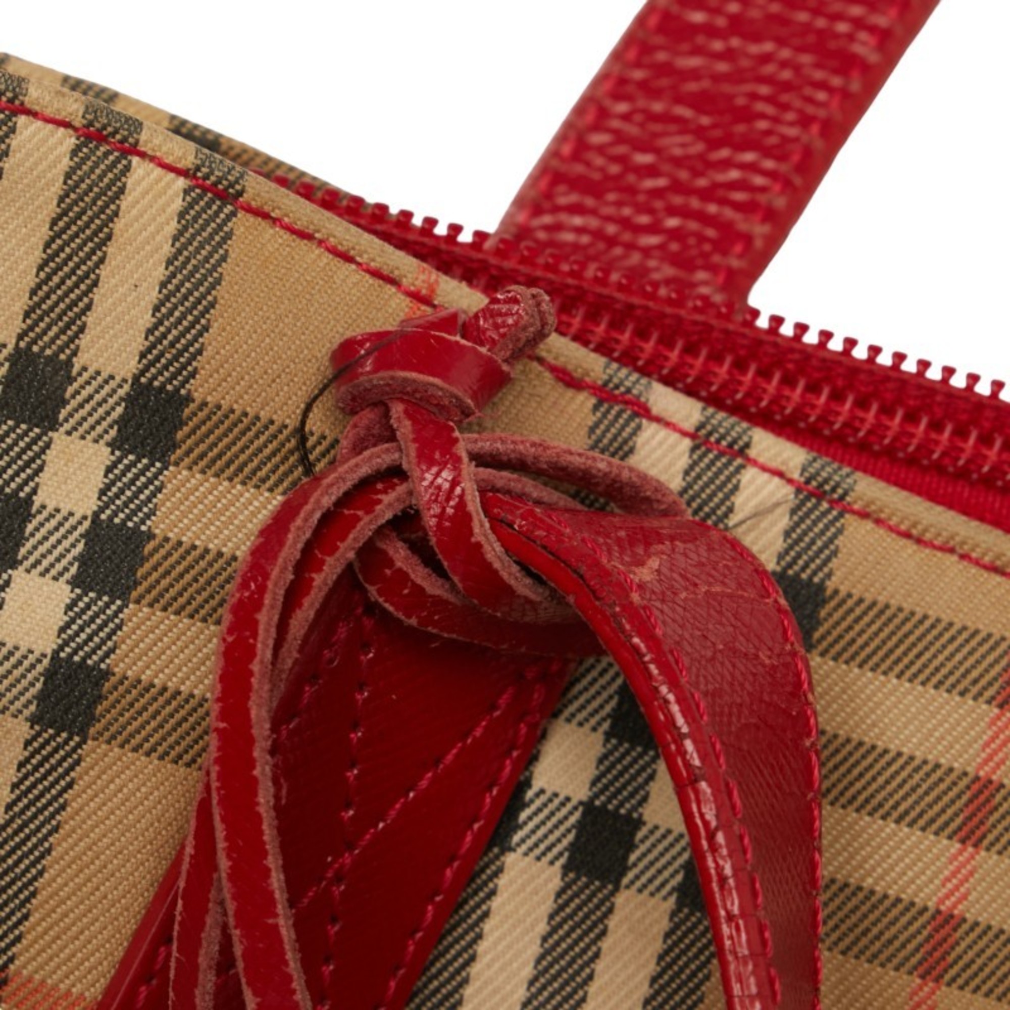 Burberry Nova Check Shadow Horse Handbag Brown Red Canvas Leather Women's BURBERRY