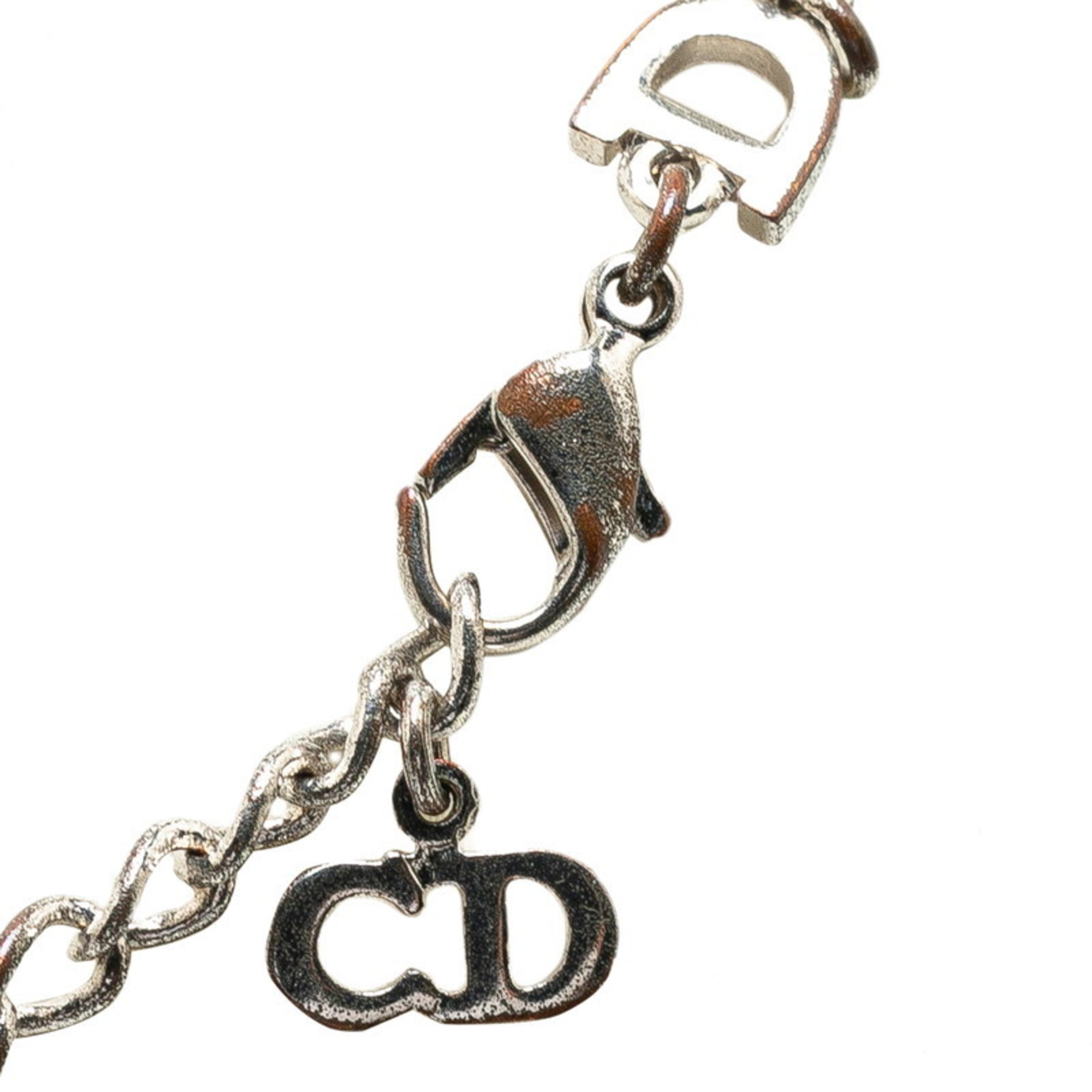 Christian Dior Dior Plate Necklace Silver Metal Women's