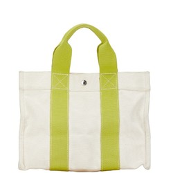 Hermes Bora PM Tote Bag Beige Light Green Canvas Women's HERMES