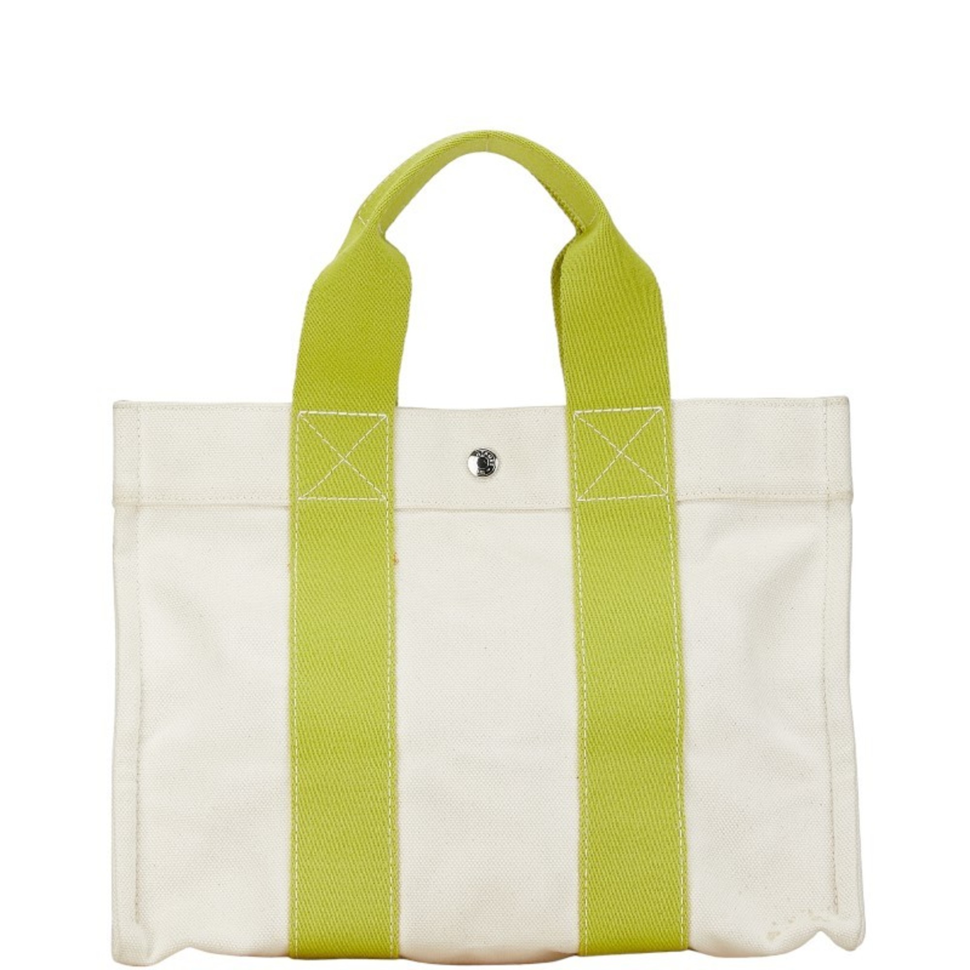 Hermes Bora PM Tote Bag Beige Light Green Canvas Women's HERMES