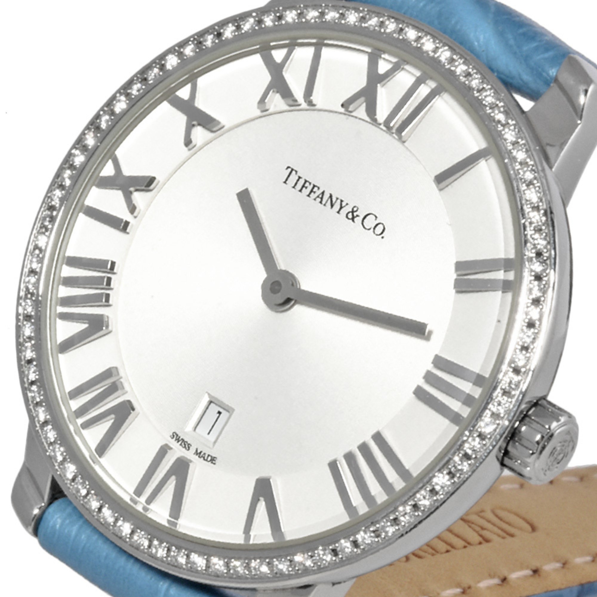 Tiffany & Co. Z1831.11.10B21 0A Atlas Dome Watch Quartz Silver Dial