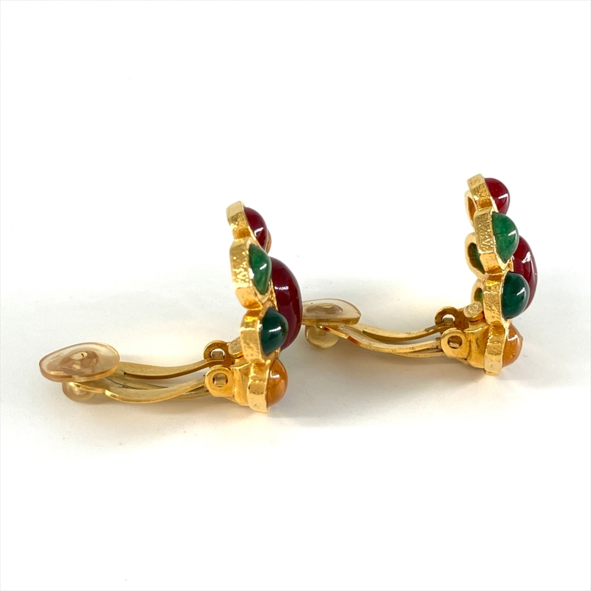 CHANEL Color Stone Earrings Multicolor 96A 11.1g Women's