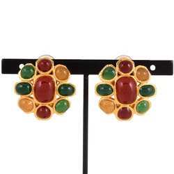 CHANEL Color Stone Earrings Multicolor 96A 11.1g Women's